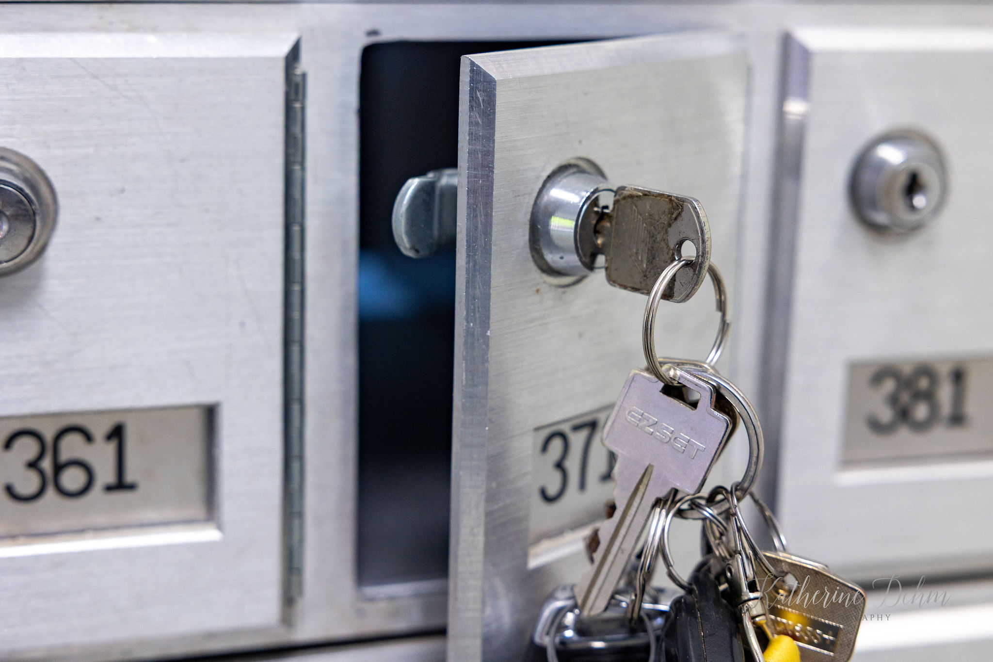 Post office boxes with keys